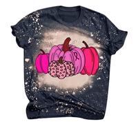 Maglietta da donna a maniche corte, con scollo rotondo, ispiratore al cancro al seno, per abiti estivi casual, addio al celibato, maglietta 80, Rosa-4, L