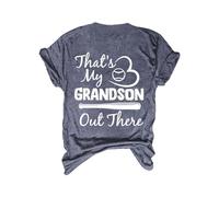 Maglietta da donna a maniche corte con stampa di lettere da baseball, casual, alla moda, design a maniche eleganti, comoda per gli appassionati di sport, abbigliamento quotidiano, Grigio scuro, XXL