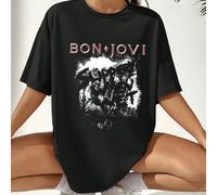 Maglietta da donna a maniche corte, girocollo, in colore unito, 100% cotone - un must-have per l'estate con vibes da Bon Jovi L,M,S,XL,XXLHalloweenTessuto in maglia