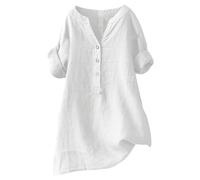 Maglietta da Donna a Maniche Corte Oversize Manica Corta T Shirt Camicia Base Tee Blusa Scollo V Top con Bottoni Classica Sexy Girocollo vestibilità