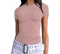 Maglietta da donna a maniche corte, slim fit, basic, t-shirt estiva, blusa, top classico, M/corot
