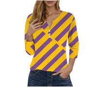 Maglietta da donna a tema di carnevale con scollo a V, maniche a tre quarti come costume alla moda per abiti festivi, Lilla, M