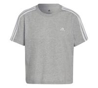Maglietta da donna adidas Essentials Loose 3-Stripes Cropped Gris S