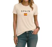 Maglietta da donna alla moda con bandiera della Spagna | Un moderno design grafico con la parola "SPAIN" e la bandiera spagnola, ideale per viaggiatori e amanti della Spagna