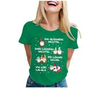 Maglietta da donna alla moda con letteratura casual, comoda forma rotonda per un abbigliamento elegante quotidiano, verde, M