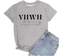 Maglietta da donna alla moda con maniche corte, scollo rotondo, per abiti eleganti, in materiale morbido e traspirante, maglietta personalizzata, 5-grigio, L