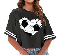 Maglietta da donna alla moda con scollo rotondo, motivo calcio, ideale per look quotidiano, abbigliamento da ufficio o come compagno di vacanza per tutti i giorni, grigio., L