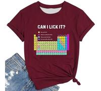 Maglietta da donna "Can I Lick It?" con tavola periodica, maglietta umoristica per gli appassionati di chimica, top sarcastico con scritta ambigua, Stil_n05 vinaccia, XXL