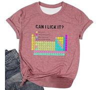 Maglietta da donna "Can I Lick It?" con tavola periodica, maglietta umoristica per gli appassionati di chimica, top sarcastico con scritta ambigua, Stil_n04 rosa, S