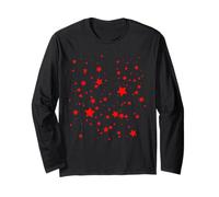 Maglietta da Donna Casual a Maniche Lunghe con Grafica a Stelle Rosse Maglia a Manica