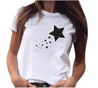 Maglietta da donna, casual, con stampa elettrocardiogramma, a forma di battito cardiaco, in tinta unita, con scollo rotondo, a maniche corte, estive, per tutte le partite