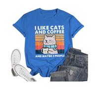Maglietta da donna casual I Like Cats and Maybe 3 People Tees Camicie da donna a maniche corte estive vestibilità ampia top da corsa 2026 T-shirt alla moda per uscire con grafica western t-shirt
