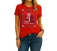 Maglietta da donna con Babbo Natale | I Want You to Buy Things | Ugly Christmas Christmas, Colore: rosso, 3XL