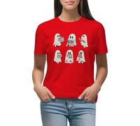 Maglietta da donna con bibliotecario di Halloween, insegnante, in cotone, a maniche corte, con scollo rotondo, Stile rosso, L