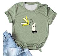 Maglietta da donna con divertente motivo a banana - Maglietta a maniche corte con banana dei cartoni animati censurati | Maglia umoristica con doppio scherzo, Stil_k01 verde militare, 3XL