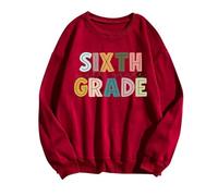 Maglietta da donna con grafica di prima qualità, per l'inizio della scuola, vacanze, anniversario, abbigliamento da insegnante (rosso, L)