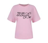 Maglietta da donna con messaggio ispiratore, maglietta "You Are Enough" sul davanti e sul retro, per una maggiore fiducia nella vita di tutti i giorni, Stil_y05 rosa, L