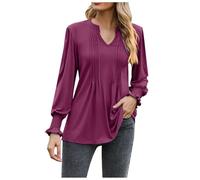 Maglietta da donna con scollo a V, a maniche lunghe, tunica di grandi dimensioni, chic ed elegante, alla moda, vestibilità aderente, casual, pullover primavera e autunno traspirante camicetta