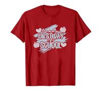 Maglietta da donna con scollo a V, casual, da donna, a maniche corte, scollo rotondo, con stampa lettera, alla moda, per la vita quotidiana, taglie forti, Rosso anguria, S