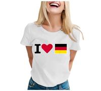Maglietta da donna con scollo a V, maniche corte, vestibilità comoda, casual, alla moda, con stampa colorata, bianco, XXL