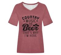 Maglietta da donna con scollo a V, per gli appassionati di campagna - Country Music and Beer | Maglietta casual per festival e concerti, Stil_r04 rosa, XL