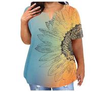 Maglietta da donna con scollo a V, taglia grande, vestibilità larga, manica corta, casual da donna diavolo, Colore: arancione., XXL