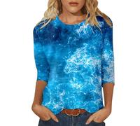 Maglietta da donna con scollo rotondo, maniche, casual, per tutti i giorni, stampa completa, maglietta a maniche lunghe larghe, camicetta trasparente sexy, bianco, M
