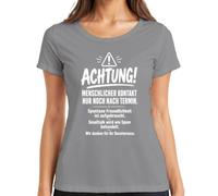 Maglietta da donna con scritta "Achtung Menschlicher Kontakt Nur Statement