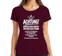 Maglietta da donna con scritta "Achtung Menschlicher Kontakt Nur Statement