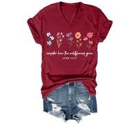 Maglietta da donna con scritta "Consider How The Wildflowers Grow", vintage, con stampa floreale, per fede cristiana, bibbia, versi, Porpora, 3XL