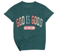 Maglietta da donna con scritta cristiana, maglietta grafica con scritta God is Good All The Time, top casual retrò per la fede e la vita quotidiana, Stile I04 Verde, XL