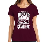 Maglietta da donna con scritta "Das ist kein Dicker Statement", bordeaux, S