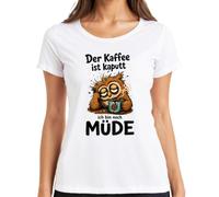Maglietta da donna con scritta "Der Kaffee ist kaputt ich bin noch Statement", bianco, 3XL