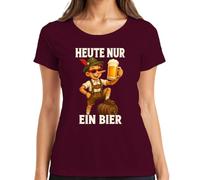Maglietta da donna con scritta "Heute nur ein Bier Pinocchio", bordeaux, XL