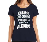 Maglietta da donna con scritta "Ich bin so gut gelaunt liegt am Statement