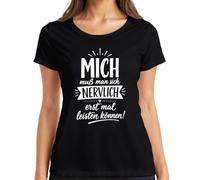 Maglietta da donna con scritta "Ich muß man Sich nervlich erst mal statement", Nero , L