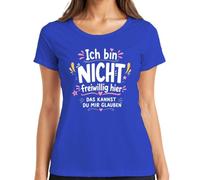 Maglietta da donna con scritta in lingua tedesca "Ich bin Nicht volunwillig Hier State, Blu, S