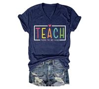 Maglietta da donna con scritta in lingua tedesca - scollo a V con messaggio ispiratore per insegnanti | Maglietta casual per la vita scolastica, Stil_x01 blu navy, XXL