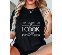 Maglietta da donna con scritta "Io cucino, lo so" - Maglietta casual da cuoco morbida, con collo tondo e maniche corte, design divertente e pop culture, adatta per uso casual o come regalo L,M,S,XL,XX