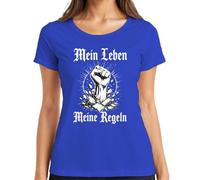 Maglietta da donna con scritta "Mein Leben Meine Regeln Faust Statement", Blu, XXL