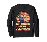 Maglietta da Donna con Scritta No Kings Fight Oligarchy No Kings in America Maglia a Manica