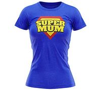 Maglietta da donna con scritta "Super Mum", regalo di compleanno per la mamma, idea regalo per la mamma, Blu reale, XXL