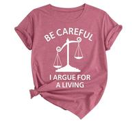 Maglietta da donna con scritta umoristica degli avvocati, maglietta a maniche corte con grafica bilancia, per giuristi, divertente maglietta girocollo, Stil_k01 rosa, L