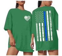 Maglietta da donna con stampa "4 luglio" per il 4 luglio, taglie forti, patriottica, casual, camicia da bagno tasto, vestito da donna, verde, M