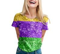 Maglietta da donna con stampa a maniche corte, scollo rotondo, primavera, estate, per le vacanze, piccola donna, bianco, XL