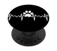 Maglietta da donna con stampa della zampa di cane e battito PopSockets PopGrip Adesivo