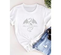 Maglietta da donna con stampa di drago, fuoco e sangue, ispirata alla serie fantasy , manica lunga o corta, regalo per appassionati L,M,S,XL,XXLCotone