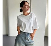 Maglietta da donna con stampa di slogan, spalle cadenti, Adversity Is A Good Disciple No Gall No Glory, maglietta oversize, stile scolastico L,M,S,XL,XSsloganPoliestere