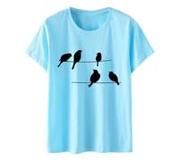 Maglietta da donna con stampa "Model Heart Cup", cuore sintetico, tazza da vino elettrica, stampata, girocollo, maniche corte, maglietta nera da donna, Azzurro, XXL