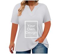 Maglietta da donna con stampa, oversize, scollo a V, a maniche corte, con testo/immagine sul davanti, per feste, Natale, Halloween, bianco, 5XL